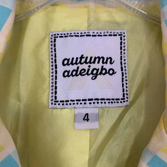 Autumn Adeigbo Bizzy Blazer Dress Blue Yellow Lined Size 4 - Picture 5 of 7